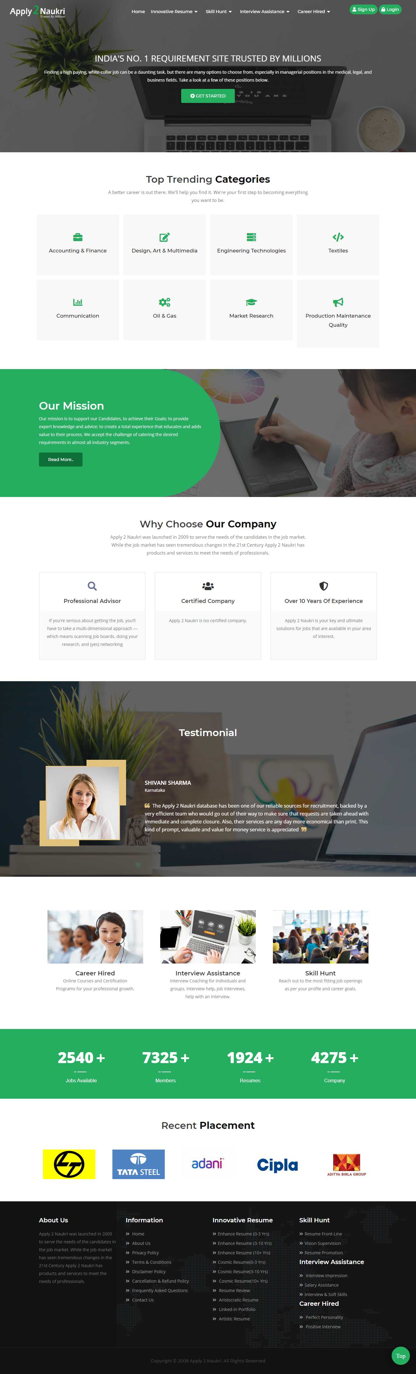 Website layout